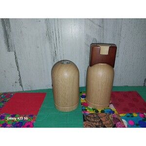 Mr. Dudley Blond Wood Salt Shaker Pepper Grinder Set Art Deco